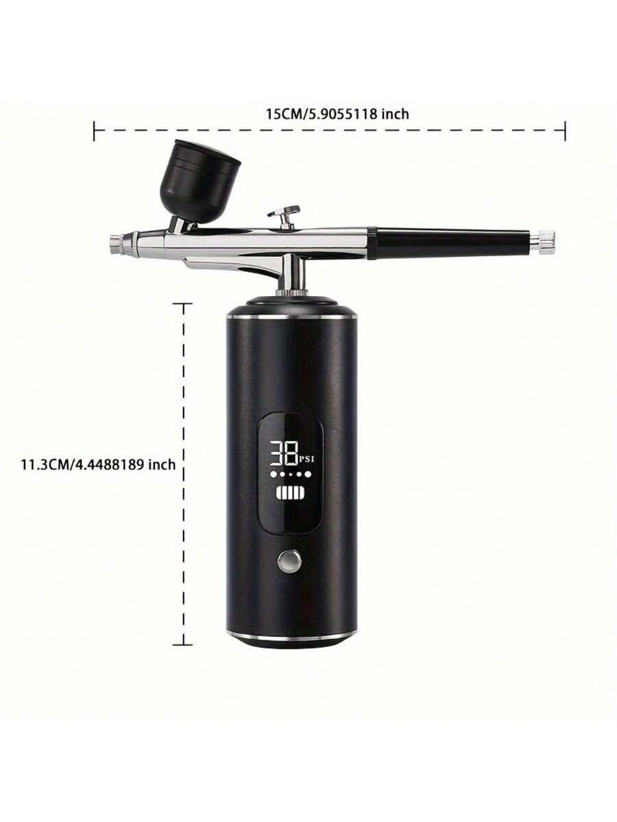 Airbrush Kit with Compressor, Digital Display, 3-Speed Adjustment, Rechargeable 900mAh Lithium Battery