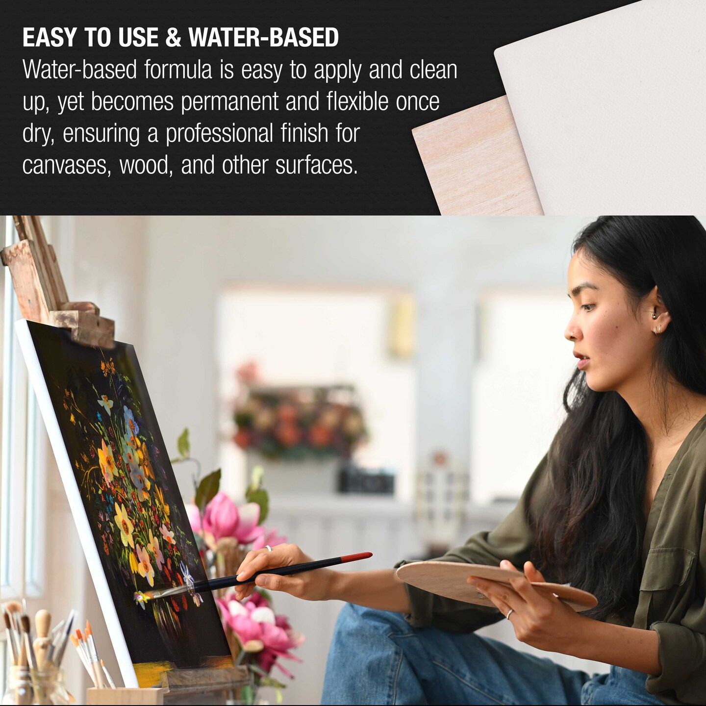 Black Gesso Primer - 16.9oz (500ml) for Oil &#x26; Acrylic Paint - Superior Coverage, Canvas Prep, Mixable White Gesso Paint Artists