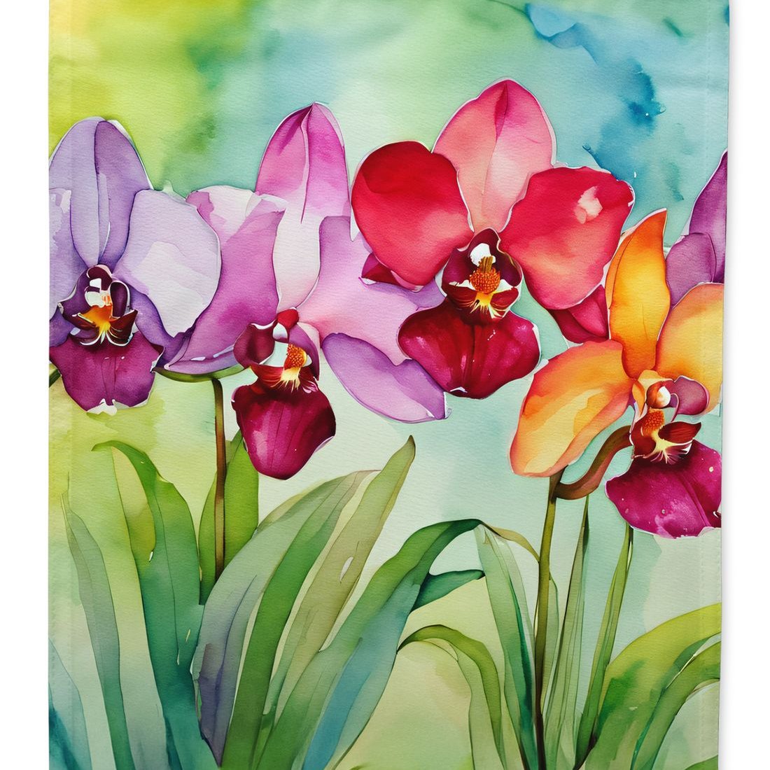 Edge Collections - 11.25" X 15.50" - Multicolor - Banner Watercolor Orchids Decorative in - 1 Piece