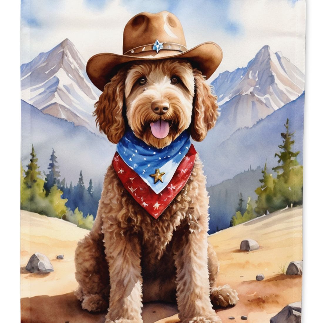 Edge Collections - 11.25" X 15.50" - Multicolor - Cowboy Welcome Labradoodle Decorative Banner - 1 Piece