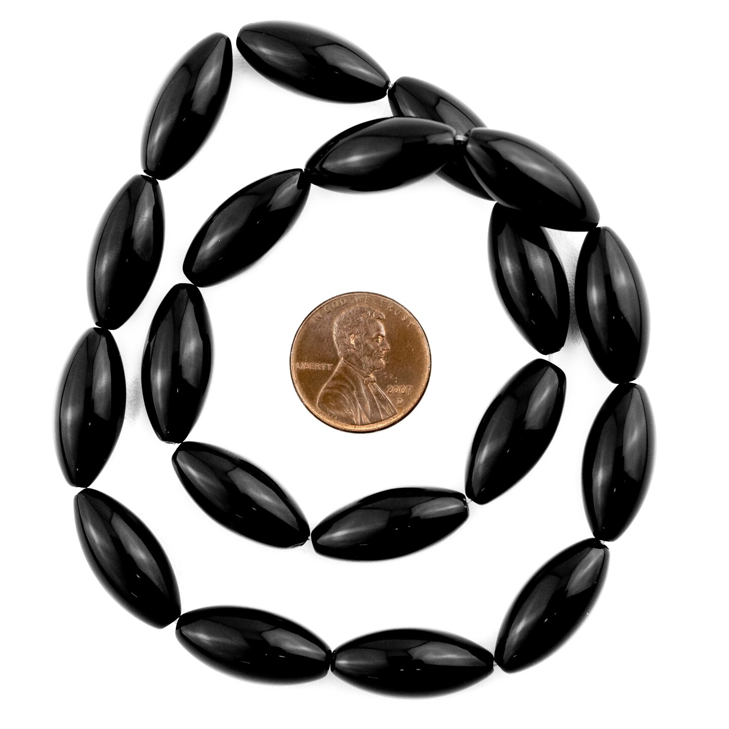 The Bead Chest Oval Onyx Beads (20x9mm)