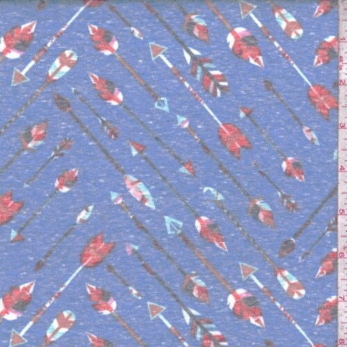 Bright Sky Multi Arrow Slub Jersey Knit Fabric By the Yard