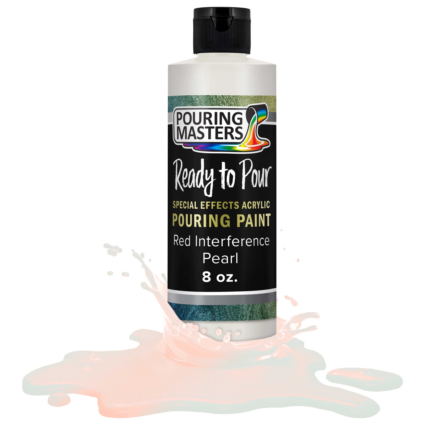 Pouring Masters Red Interference Pearl Special Effects Acrylic Pouring Paint - Premium 8-Ounce Pre-Mixed Fluid Acrylic Paint - Fluid Art Supplies for Canvas, Wood, Paper, Tile & Rocks
