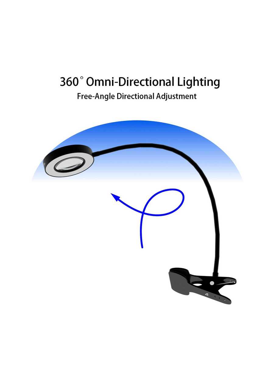 5X Magnifying Glass With Light, 3 Colors & 10 Brightness Reading Lamp