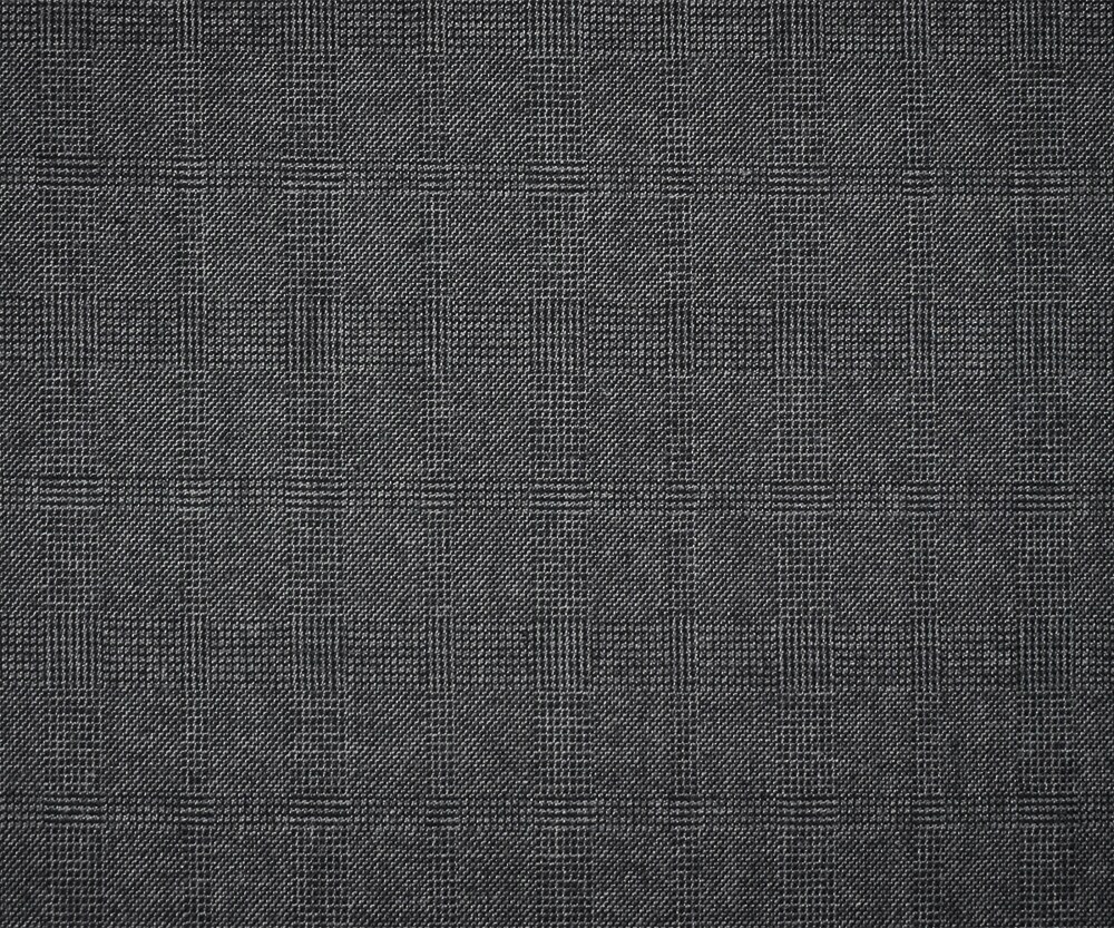 Black-Gray Wool Polyester Check Plaid Dobby Suiting Fabric By the Yard
