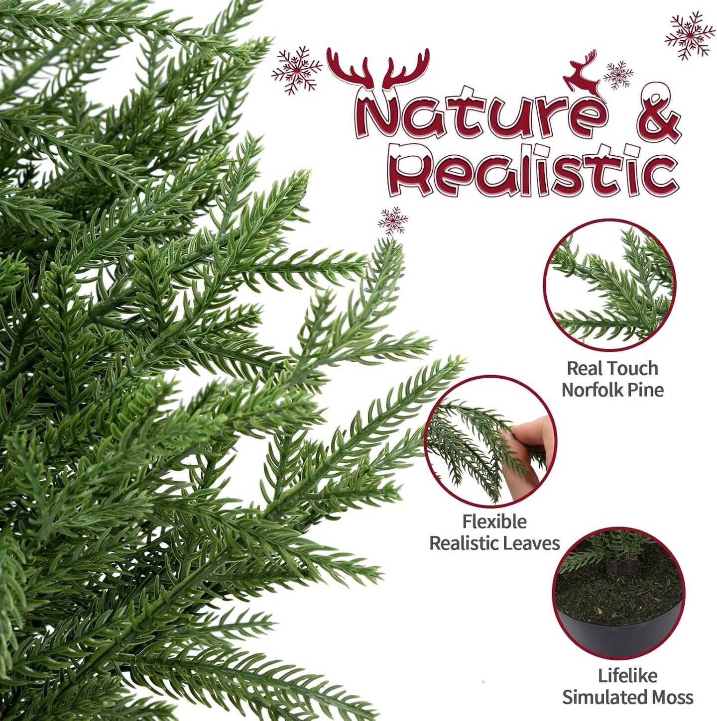 3FT Pre-Lit Artificial Norfolk Pine Christmas Tree (Green) 18&#x22;D x 18&#x22;W x 36&#x22;H