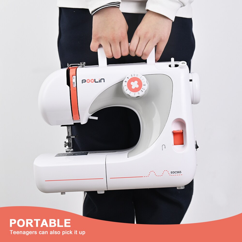 Official POOLIN EOC565 Mechanical Sewing Machine 26 Stitch Applications, Adjustable Stitch Length, With Complete Accessory Kits & Foot Pedal, 5 Included Presser Feet, Easy-to-Use Sewing Machine Holiday & Birthday Gift