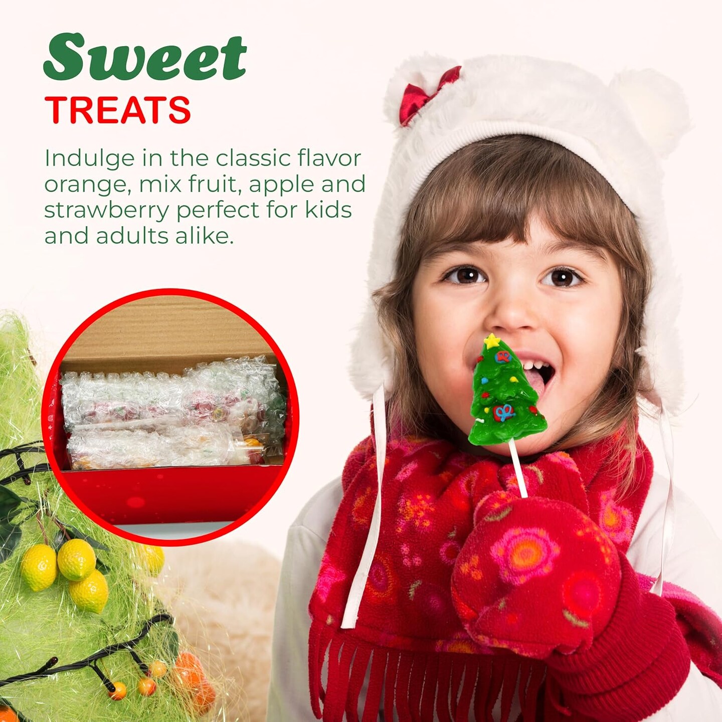 4E's Novelty Christmas Lollipops Bulk 24 Pack Assortment - Santa, Reindeer, Snowman Suckers for Kids Holiday Lollipops Parties, Christmas Candy Gifts Bulk, Individually Wrapped Mixed Fruit Flavors