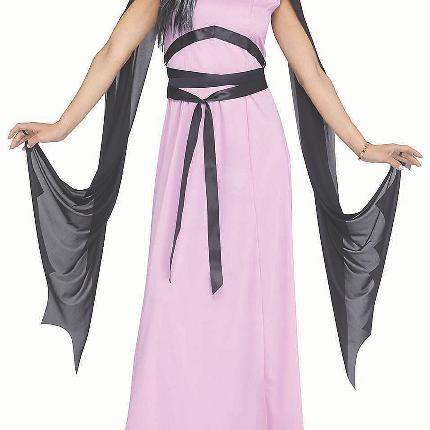 Womens Pink And Black Monster Mom Costume With Sheer Sleeve Panels