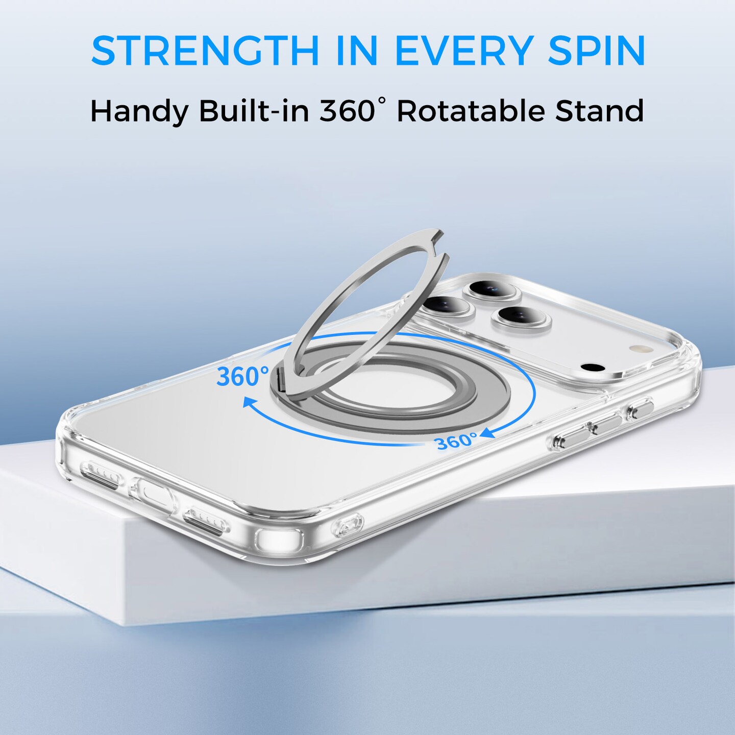 Clear Magnetic Case with Ring Stand for various Apple iPhone 17, 16, 15 Models, Fit for MagSafe, Shock Absorption Bumper, Soft Flexible TPU, Shock Resistant, Fingerprint Resistant, Protection