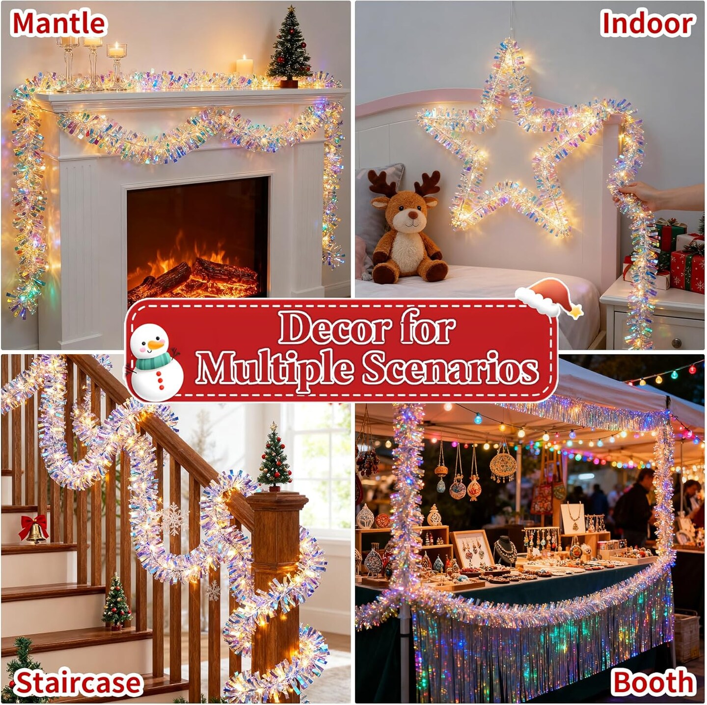 Christmas Garland with Lights (Christmas Garland 2 Pack) 9.25 x 9.14 x 2.12 inches