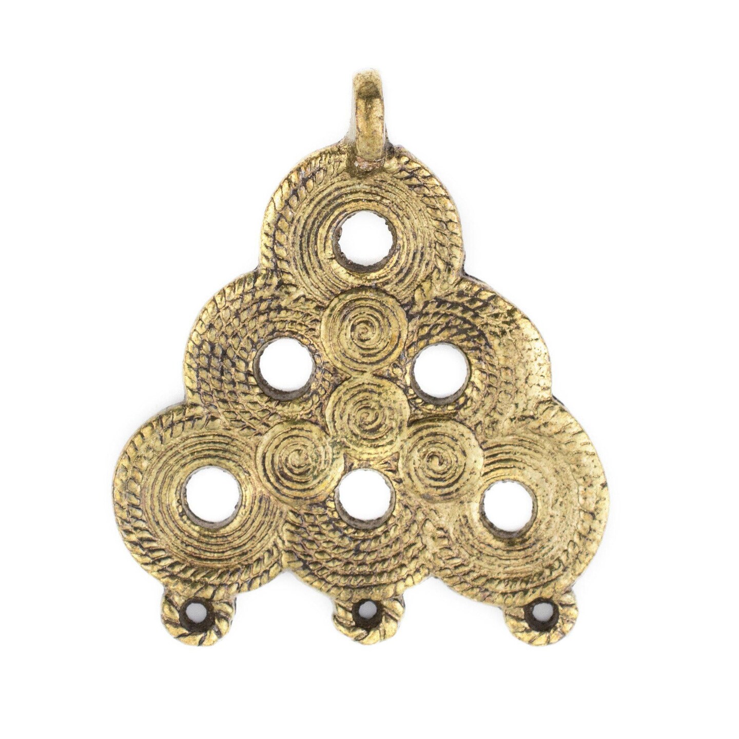 The Bead Chest Brass Baule Beehive Connector Pendant (54x47mm): African Tribal Metal Pendant for DIY Jewelry and Necklace
