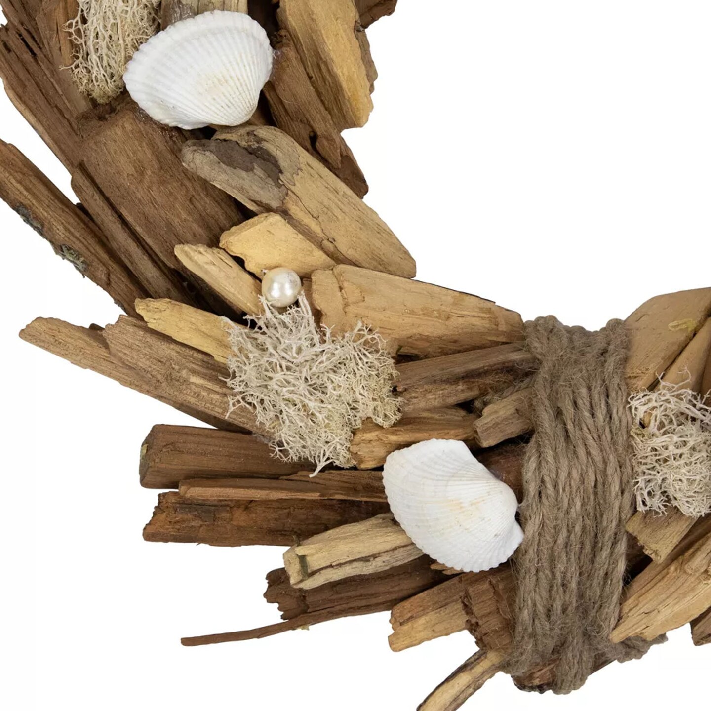 14&#x22; Driftwood and Seashell Wreath Coastal Nautical Wall Decor