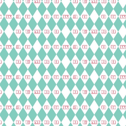 Licensed Dumbo - In The Circus Collection - Vintage Argyle Turquoise Cotton by the Yard
