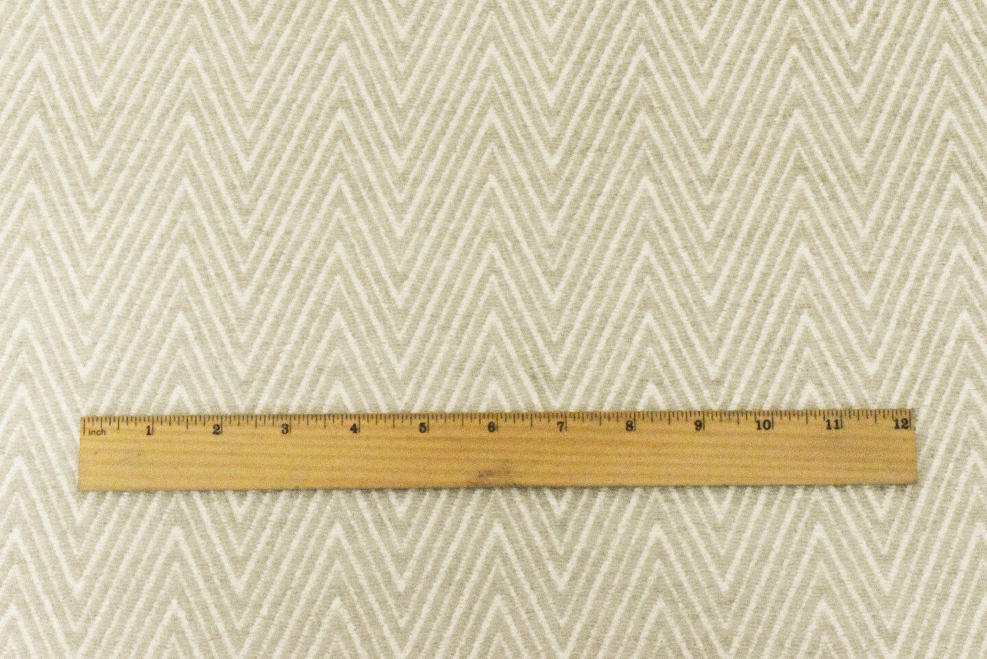 White-Beige Chevron Poly Chenille Woven Home Decorating Fabric By the Yard