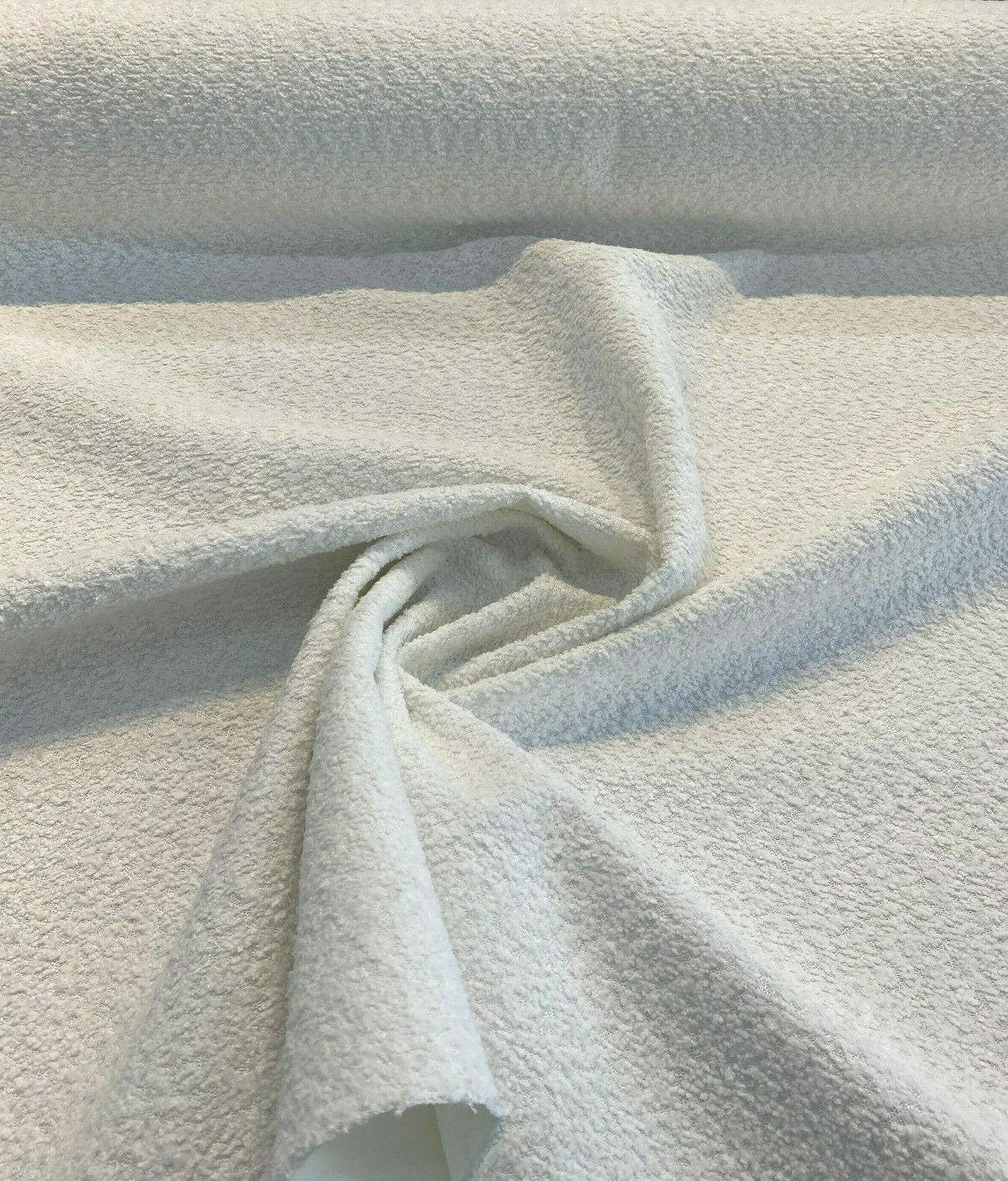 1 Yard White Boucle Soft Upholstery Drapery Fabric Durable 54"-56" Width 100% Polyester
