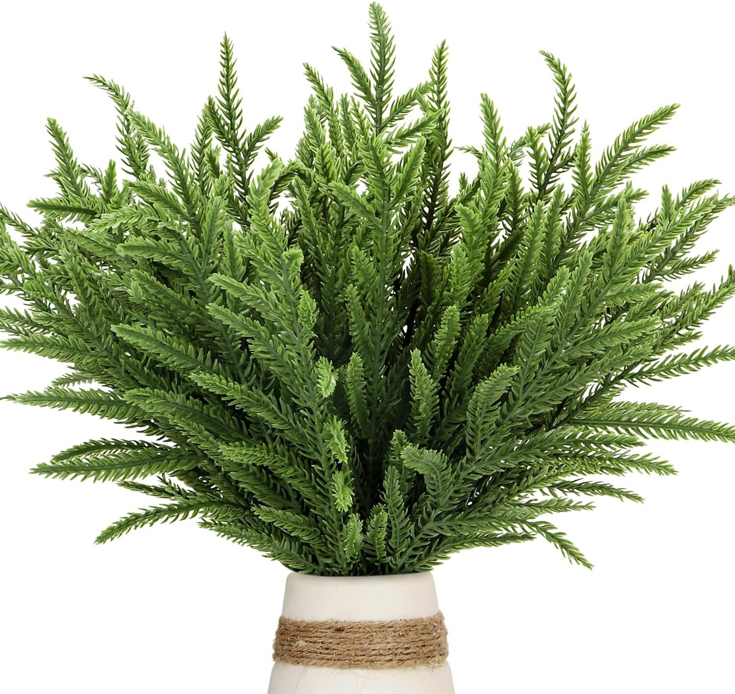 30 Pcs Christmas Real Touch Norfolk Stems, 15Inch Artificial Pine Branches Faux Evergreen Pine Sprigs Fake Foliage Greenery Picks for Christmas Wreath Making DIY Crafts Home Decoration (30, Green)