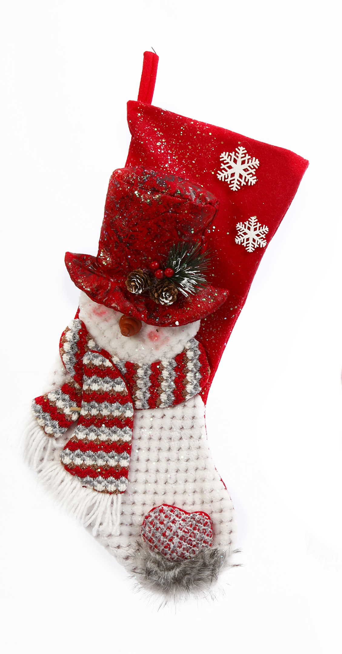 22&#x22; Plush Holiday Snowman Stocking - Top Hat