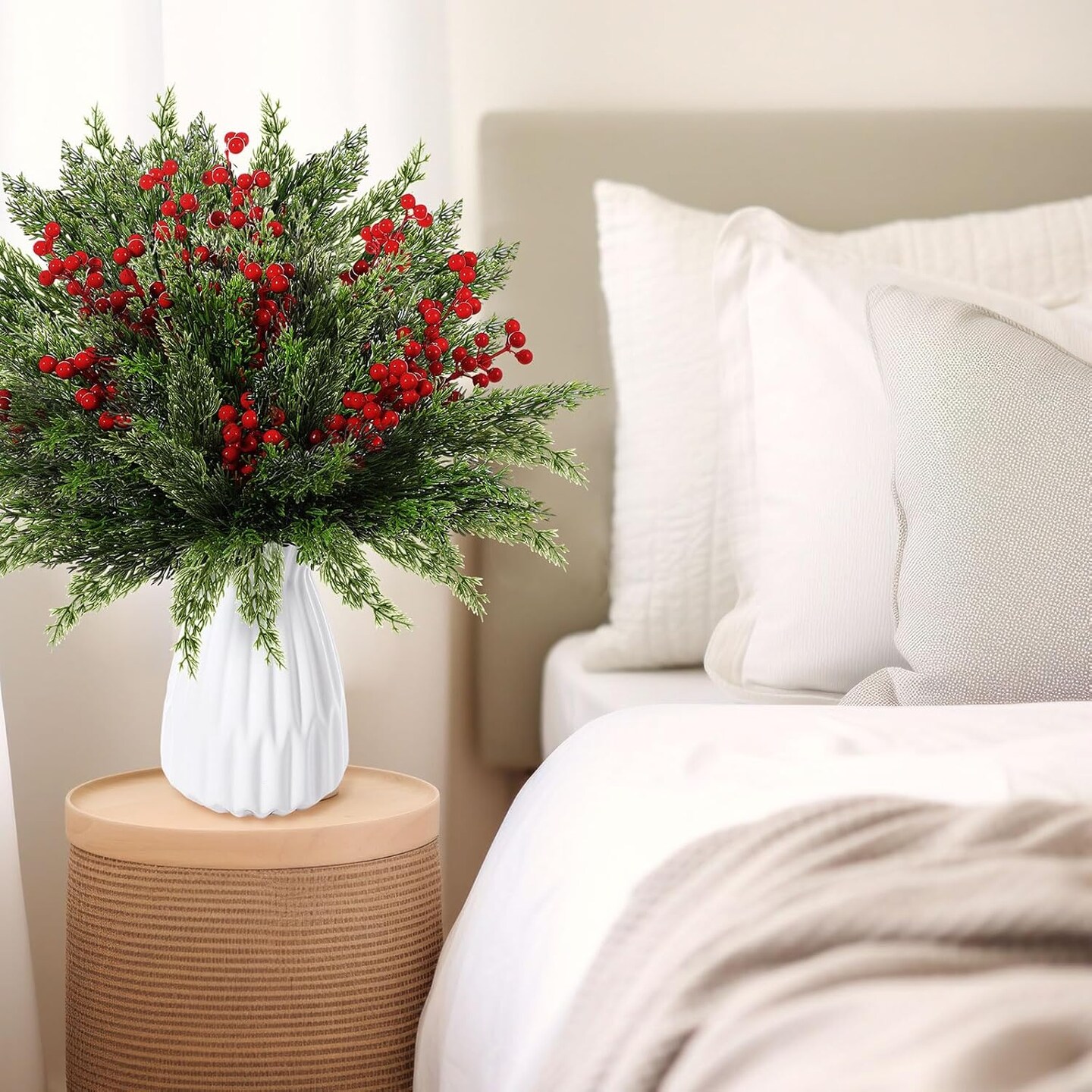 60 Pcs Artificial Christmas Flowers Christmas Artificial Pine Branches (Pine) 13.77&#x22;D x 5.9&#x22;W x 3.93&#x22;H