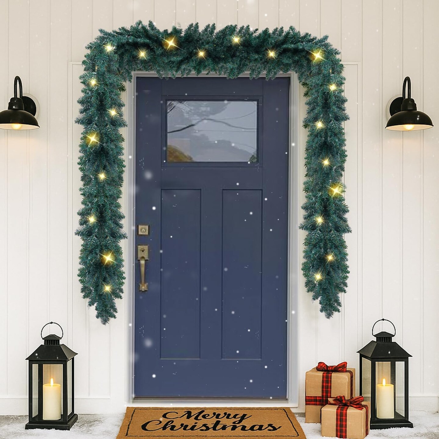 9 FT Christmas Garland with Lights (Green)