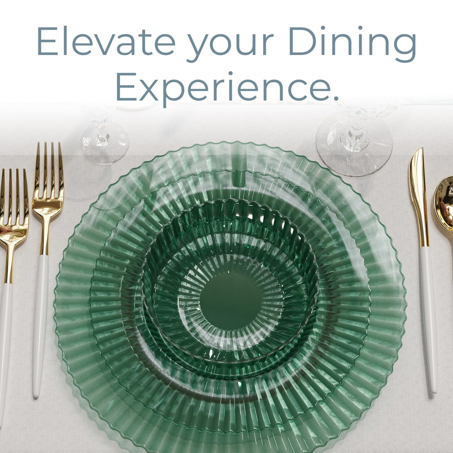 Exquisite Elegant Plastic Disposable Plates Set I 9 Inch & 11 Inch Disposable Plastic Plates | Great for Weddings Parties And Formal Occasions