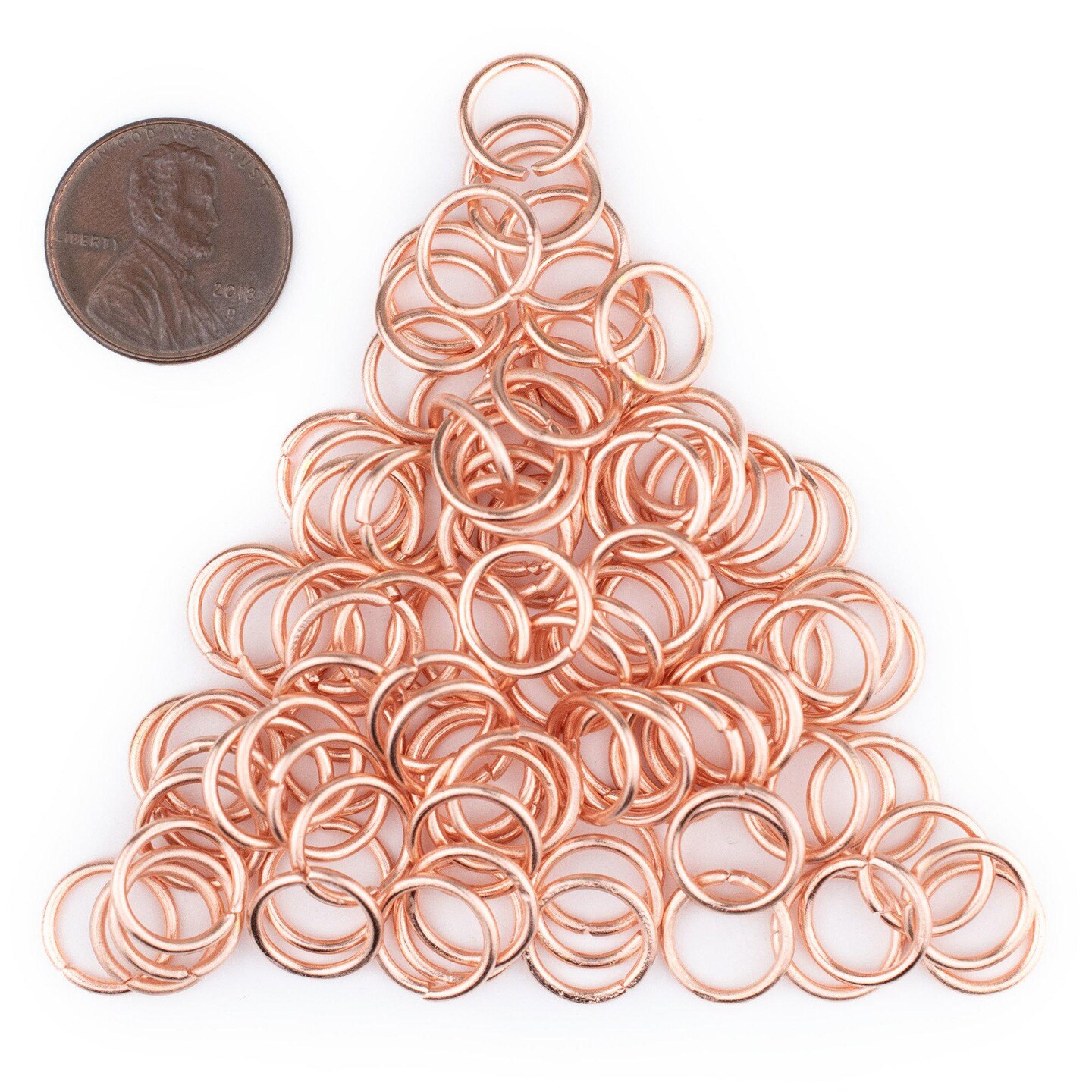 The Bead Chest Copper 10mm Round Open Jump Rings, Pack of 100