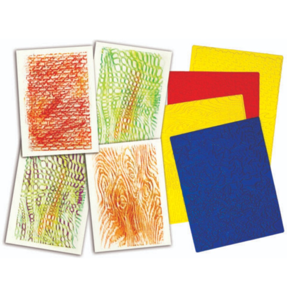 Texture Rubbing Plates – 6 Geometric Patterns for Art, Craft & Sensory Learning