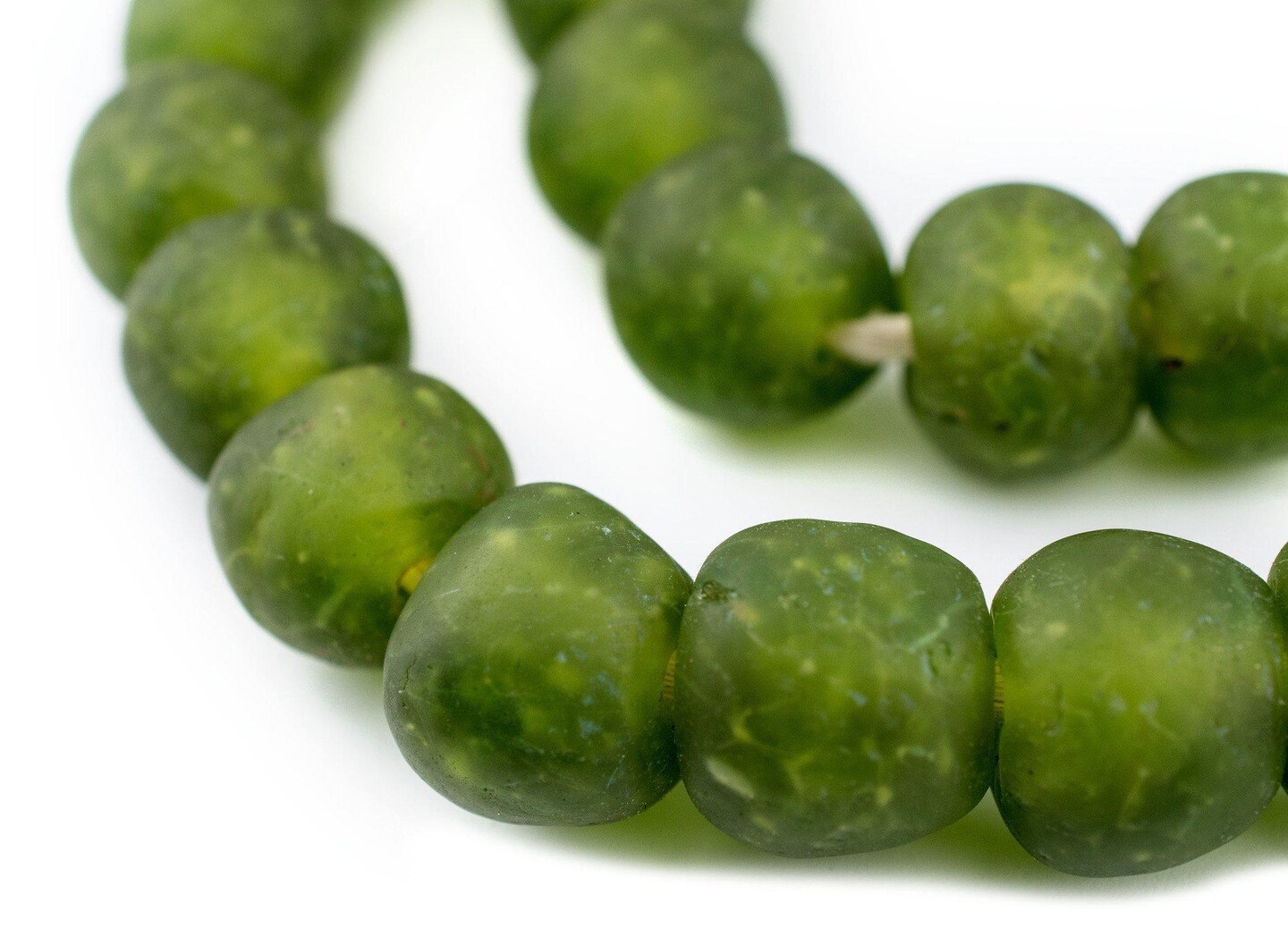 The Bead Chest Opaque White Recycled Glass Beads – 18mm Ghana African Sea Glass (Round, Large Hole)