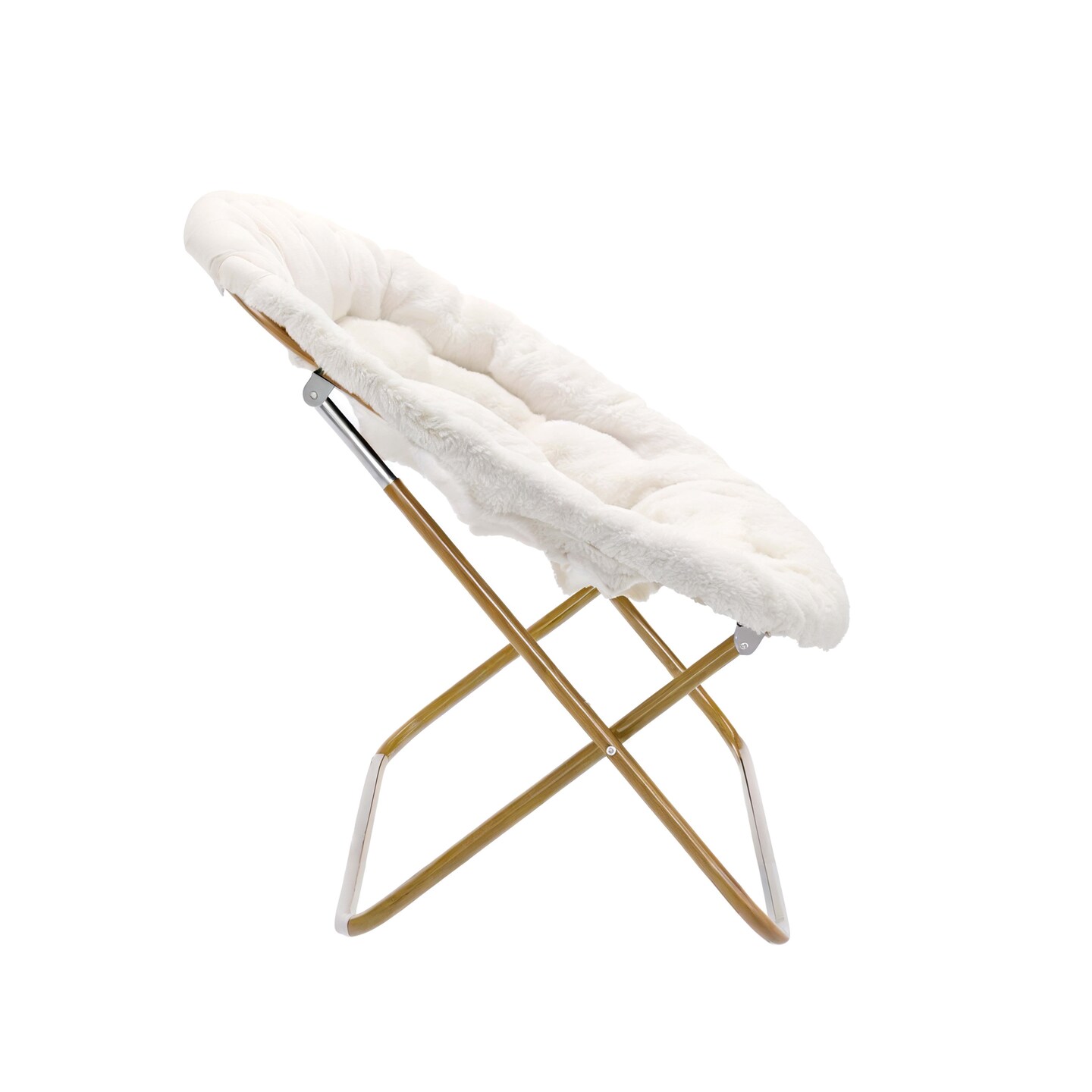 Emma and Oliver Janey Folding Double Saucer Chair with Steel Frame for Dorm, Living Room, or Bedroom