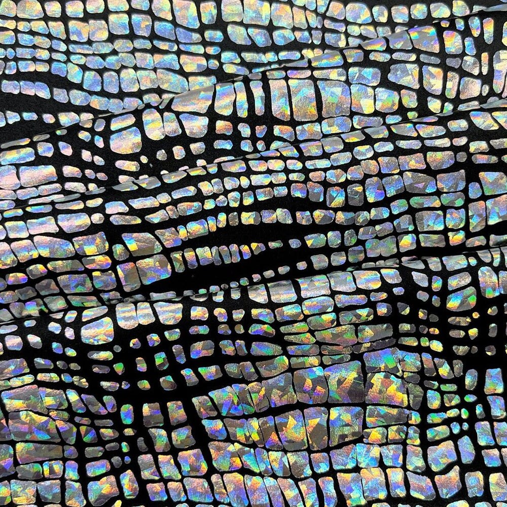 1 Yard Disco Croc Hologram Spandex Fabric Stretch Performance Costume Material
