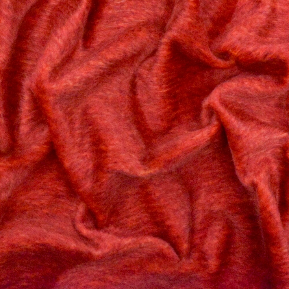 Red-Orange Wave Texture Polyester Faux Fur Knit Fabric By the Yard