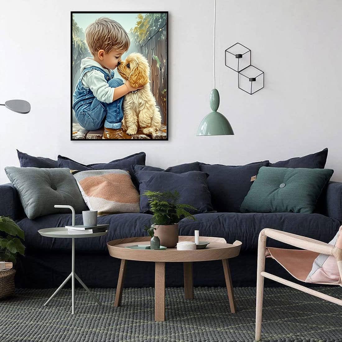 Dog Diamond Paintings Kits for Adults, Diamond Art with Dogs Full Drill Diamond Dots Paint with Diamonds Gem Arts and Crafts for Beginner Adults Home Wall Decor