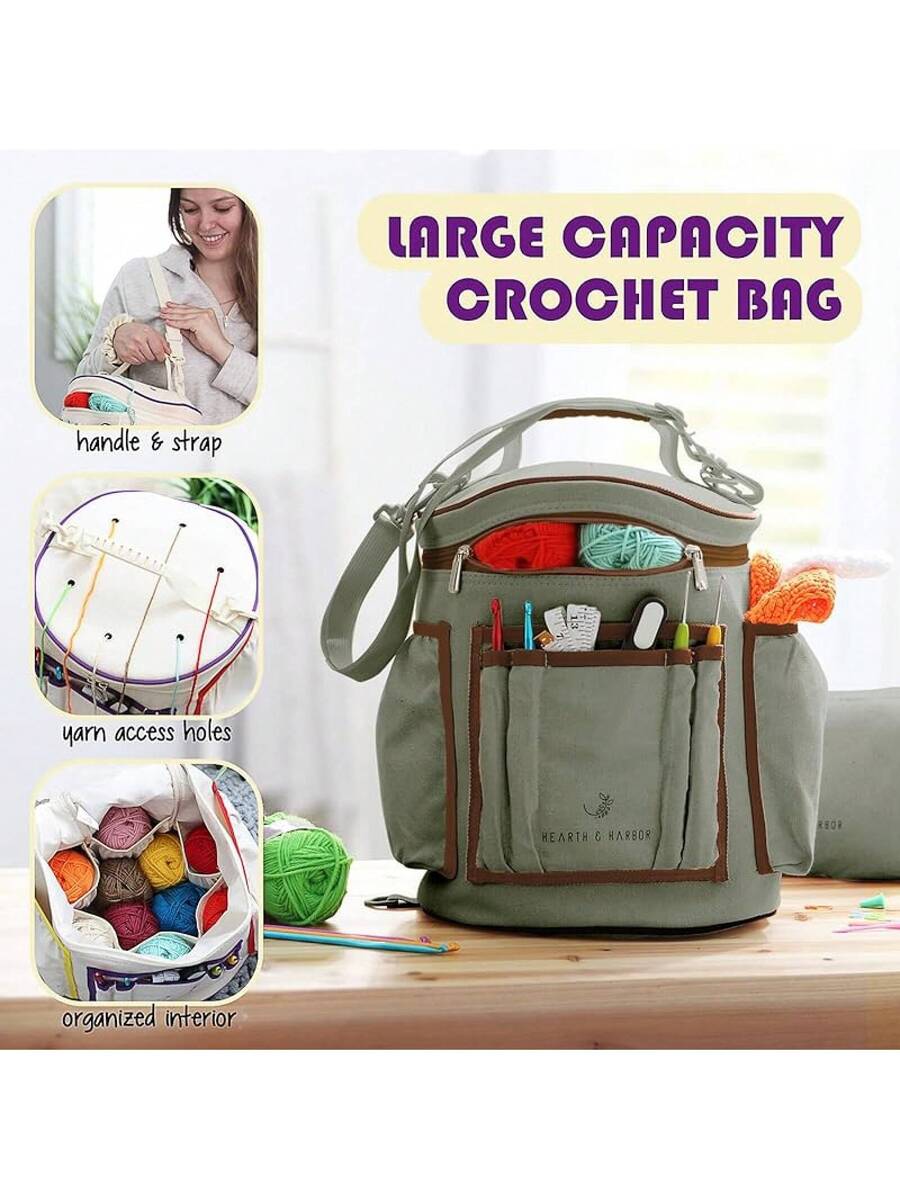 Crochet Kit for Beginners with Yarn, 21 Hooks Knitting Kit Bag with Instructions and Video Tutorials