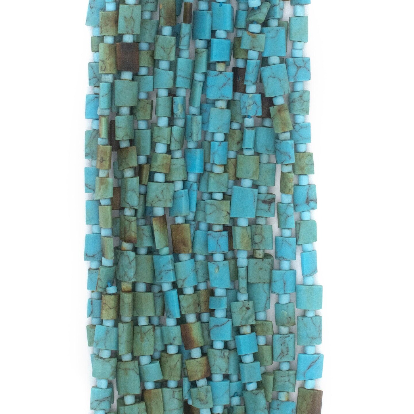The Bead Chest Flat Turquoise-Style Afghan Stone Beads 5x3mm Afghanistan Blue 16 Inch Strand