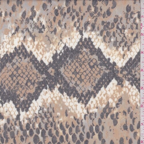 Chalk/Slate/Copper Snakeskin Baby French Terry Knit Fabric By the Yard