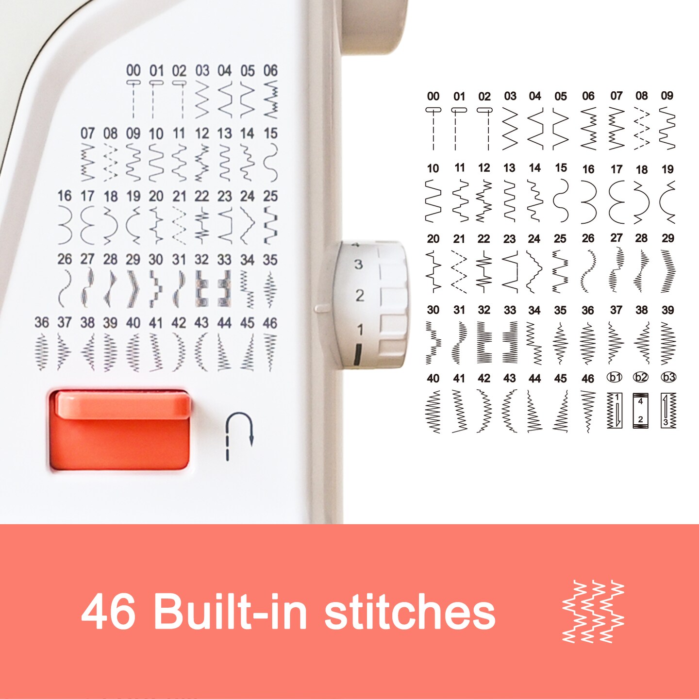 Poolin EOC01-RE Computerized Sewing Machine with 107 Stitches &#x26; 8 Buttonhole Styles Auto Needle Threader &#x26; Accessories for Quilting &#x26; Sewing Project Christmas Gift