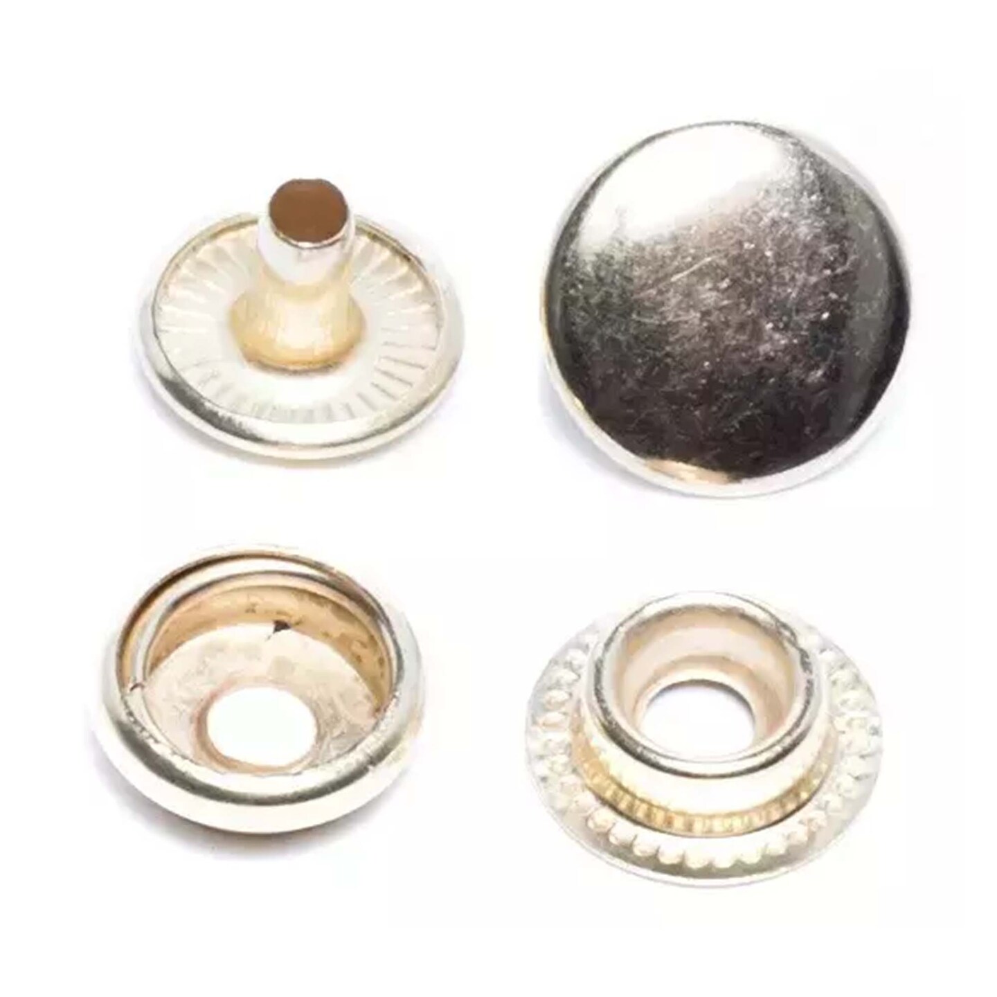 Double Cap Ring Snaps 4-Part Set Reversible Durable Fasteners 12.5mm 15mm