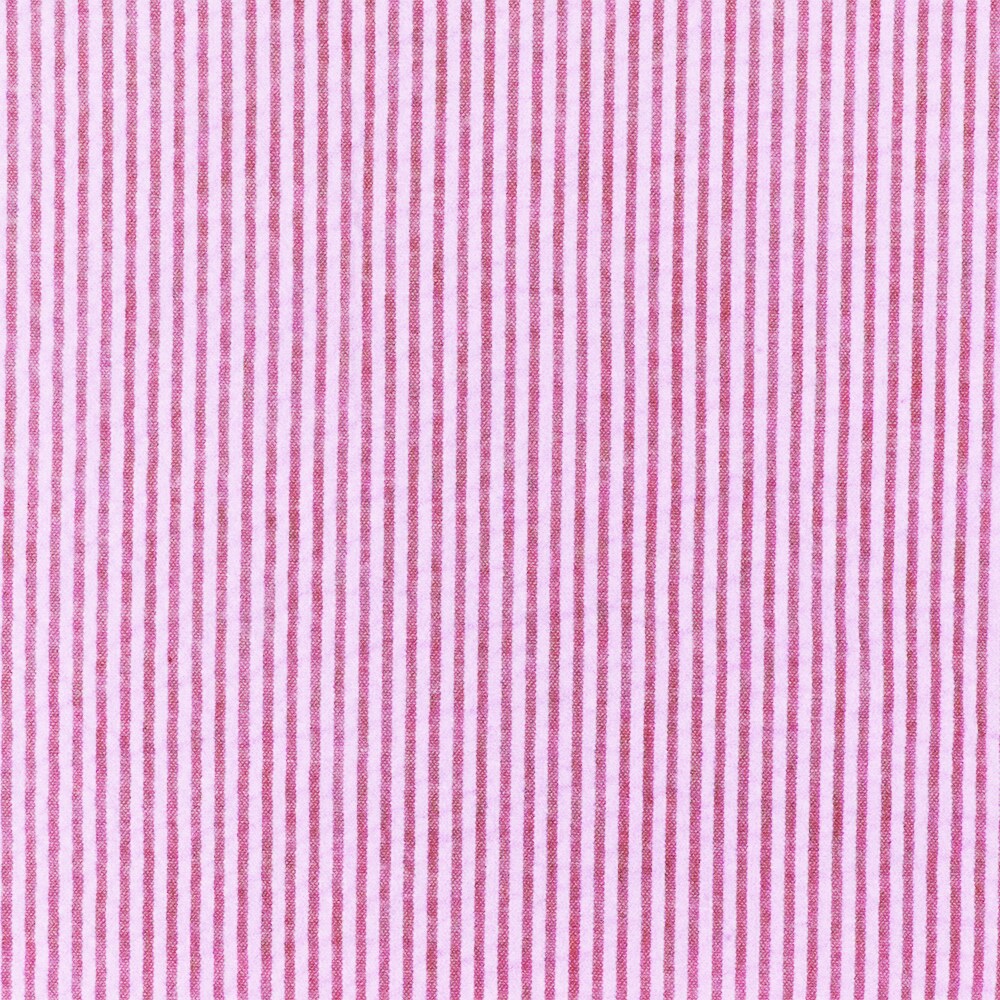 Pink-White Stripe Cotton Poly Seersucker Woven Fabric By the Yard