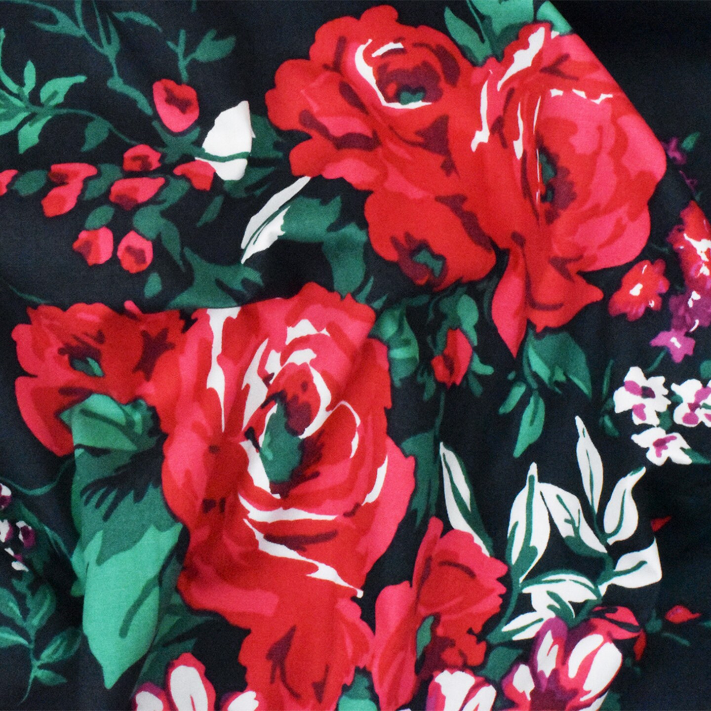 Navy-Blue-Multi Floral Printed Cotton Poplin Woven Fabric By the Yard