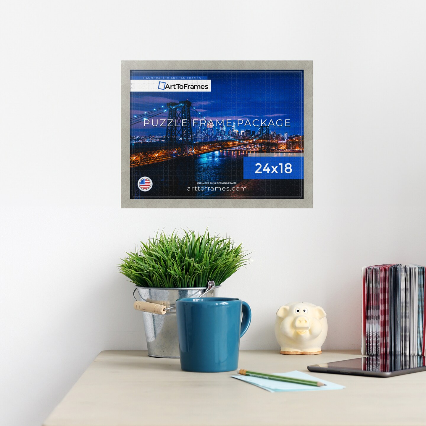 ArtToFrames 24x18 INCH / 61x46 CM Puzzle Frame for 300 piece Puzzles.This 1.25 Inch Custom MDF Frame for Puzzles Comes with Economy Acrylic, Available in Multiple Colors