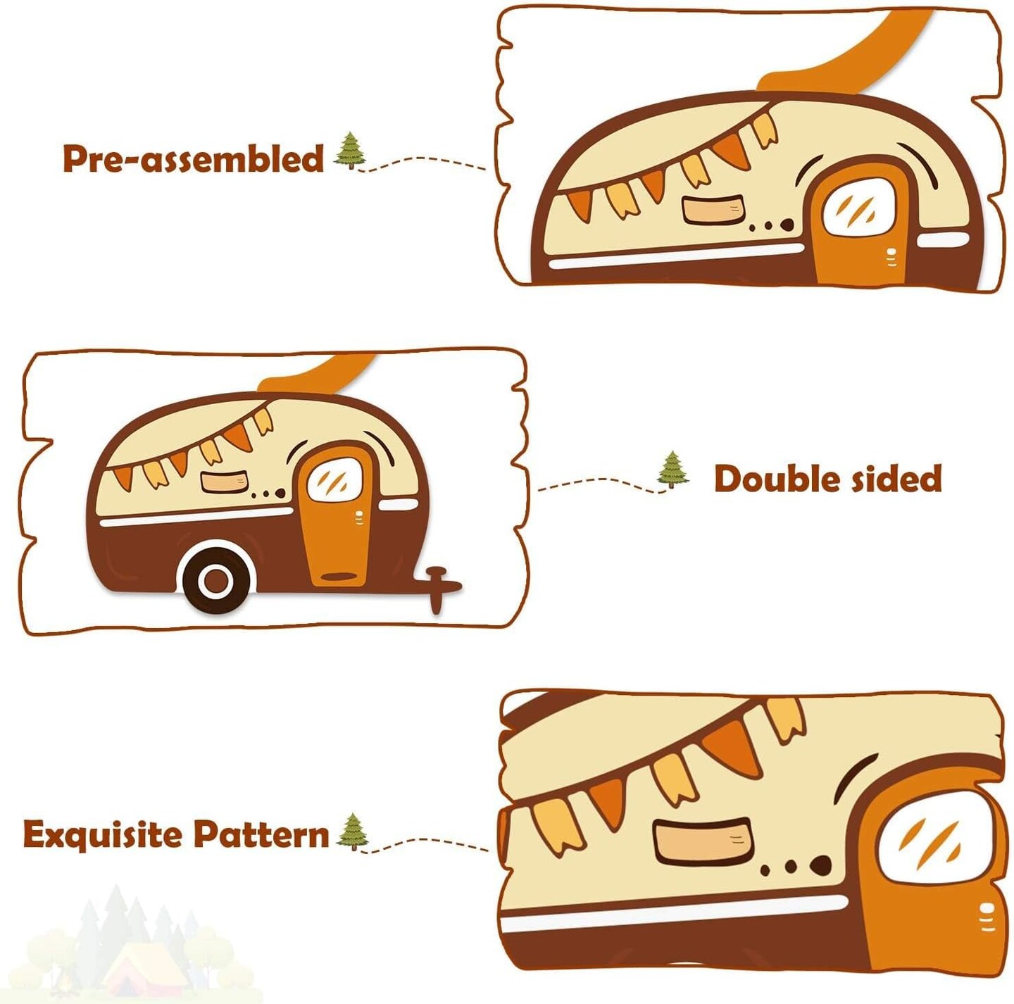 30-Piece Happy Camper Hanging Swirl Decorations | Camping Theme Foil Ceiling Danglers with Tent & S'more Cutouts for Kids Birthday, Adventure Baby Shower & Outdoor Party Supplies