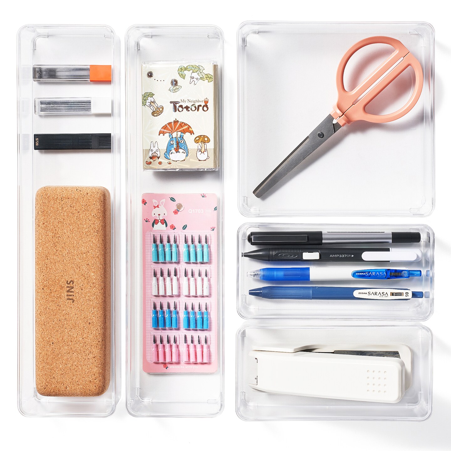 Sorbus Clear Drawer Organizer 5-Piece Set, Multi-Purpose Bins for Office Supplies, Craft Materials, and More