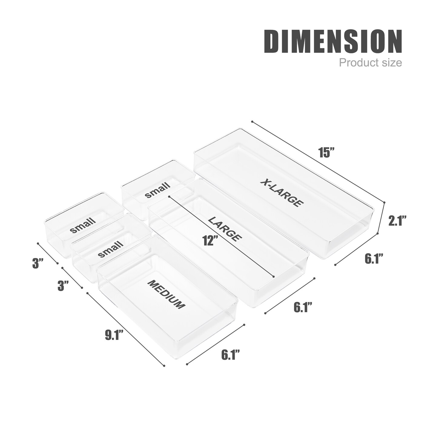 Sorbus 6-Drawer Clear Plastic Organizer Set for Pens, Pencils, Pushpins and More