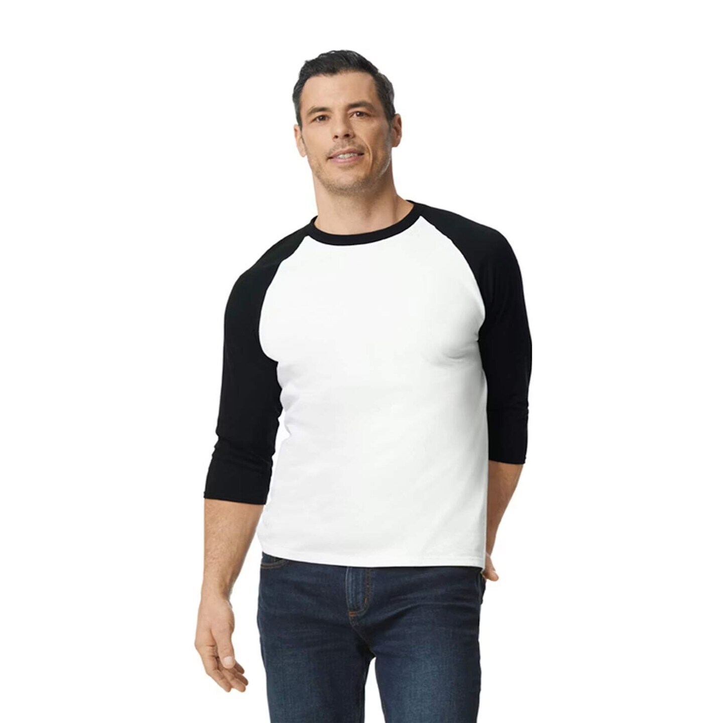 Gildan Heavy Cotton Raglan Crewneck 3/4 Sleeve T-Shirt for Casual & Sports Wear Cotton Tee
