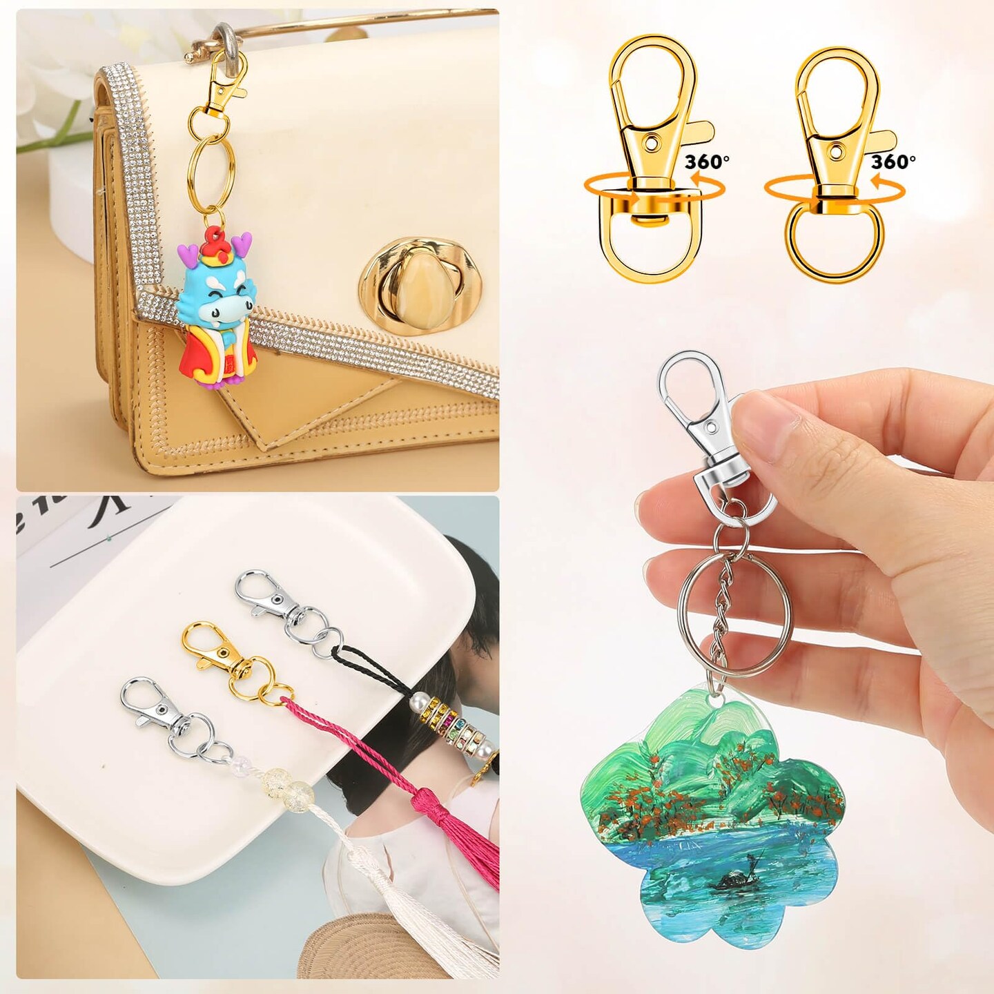 Keychain Making Kit, Keychain Craft Supplies Including Key Chain Hooks, Lobster Clasps, Key Rings and Jump Rings for Key Chain Making and Jewelry Making