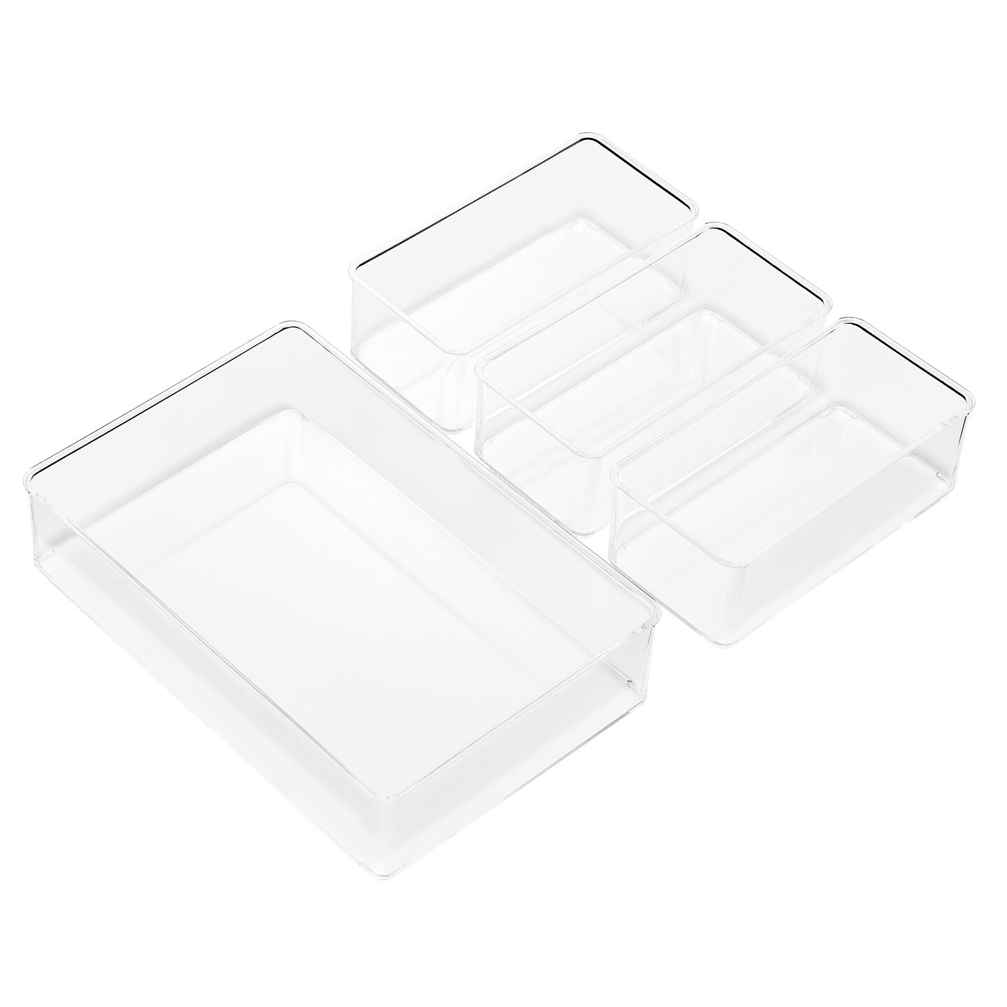 Sorbus 4-Piece Clear Acrylic Office Drawer Organizer Set - Perfect for pens, craft supplies & more