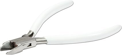 The Beadsmith 5 inch (130mm) Side Cutter, with Polished Steel Head, White PVC Comfort Grip and Double-Leaf Spring Handle, Jewelry Making Tool, 300 Series