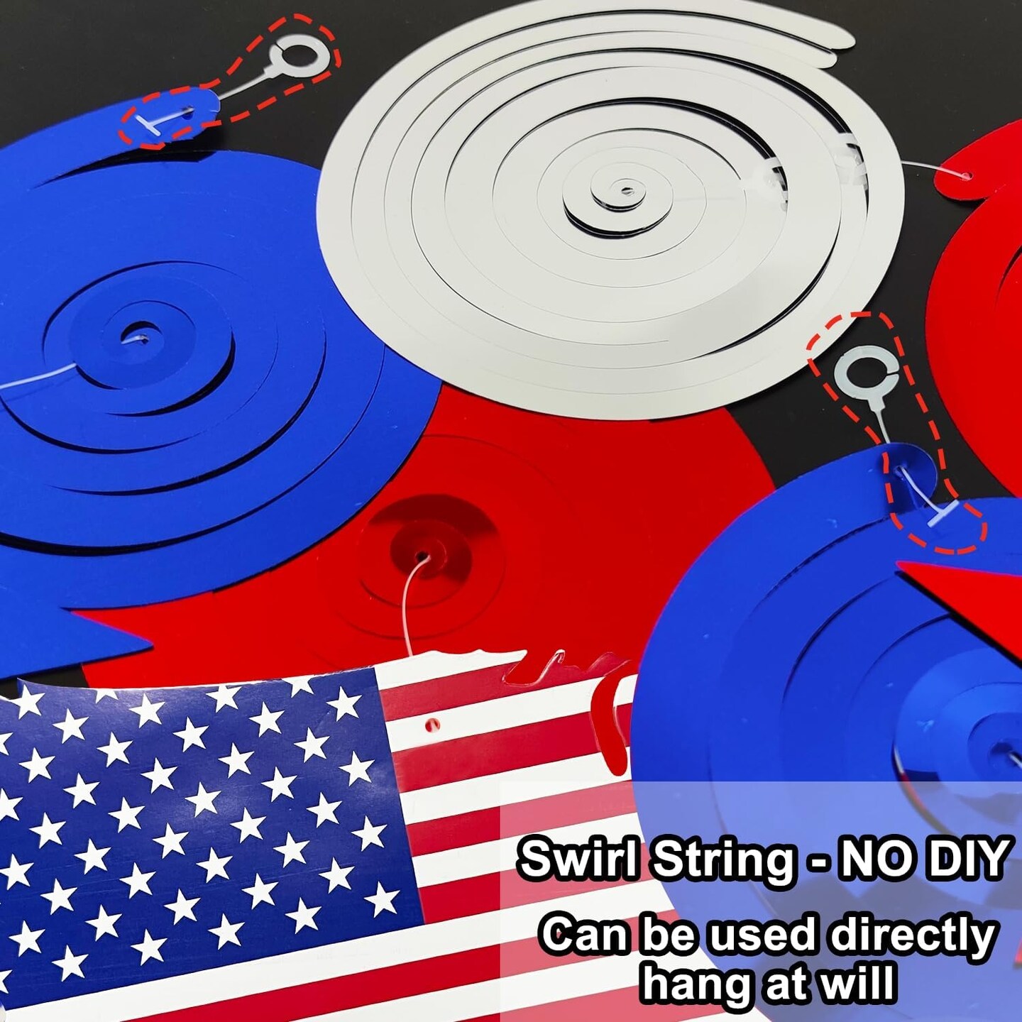 40 Pcs 4th of July Decorations Hanging Swirls with Americans Flag/Stars