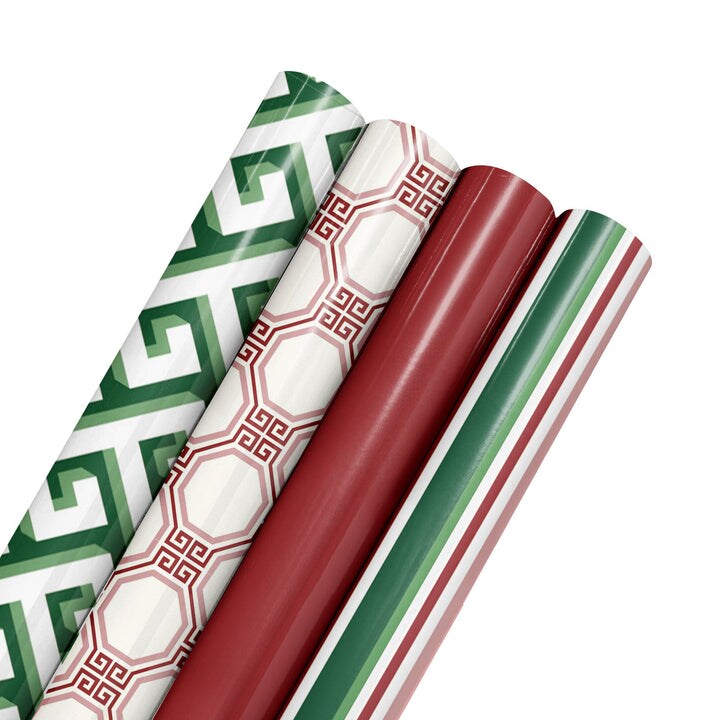 LaRibbons 30" x 10' Wrapping Paper Bundle (4-pack) | Greek Key