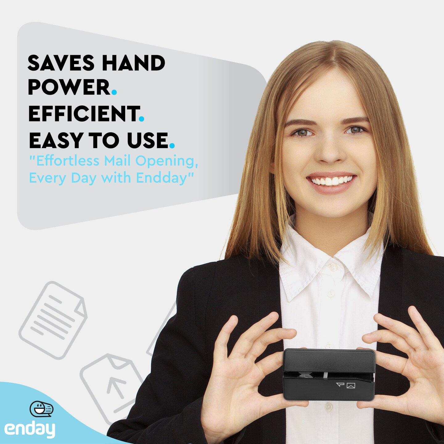 Electric Letter Envelope Opener, Battery Operated - Letter Opener Envelope Slitter Portable & Safe Blade Design Mail Opener - Enday